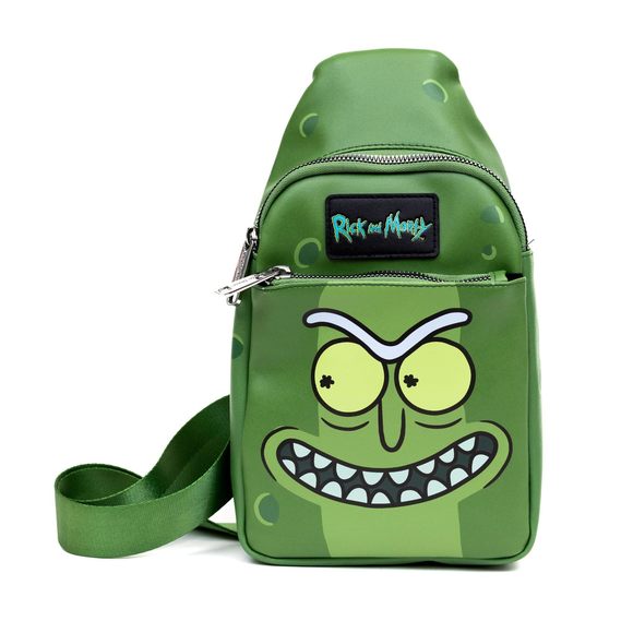 Rick And Morty Pickle Rick Expression Green Sling Bag, Vegan Leather XD - Picture 1 of 4